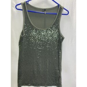 Maurices Womens Size Large Sequin Dark Green Sleeveless Tank Top Layer Party
